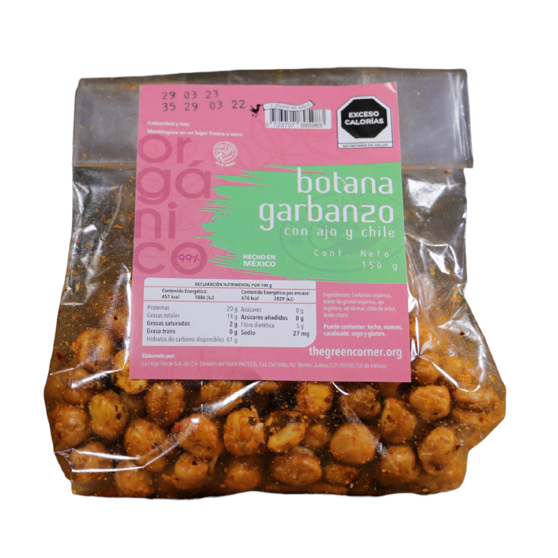 Botana garbanzo con ajo y chile 150 g (La Cocina Verde)