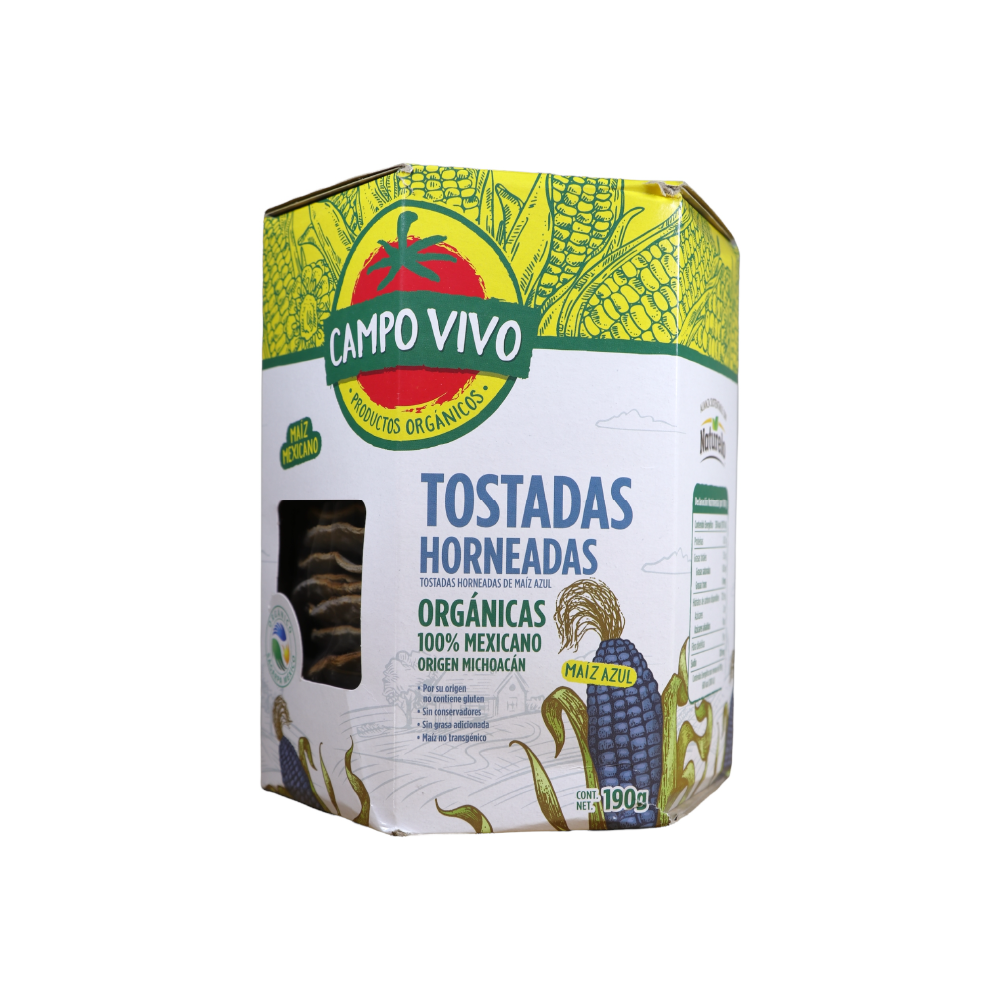 Tostadas horneadas de maiz azul 190g (Campo Vivo)