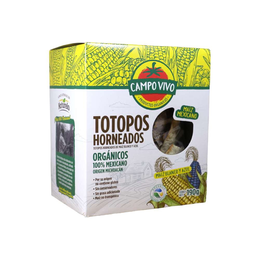 Totopos Hornedos de Maiz Blanco y Azul 190g (Campo Vivo)