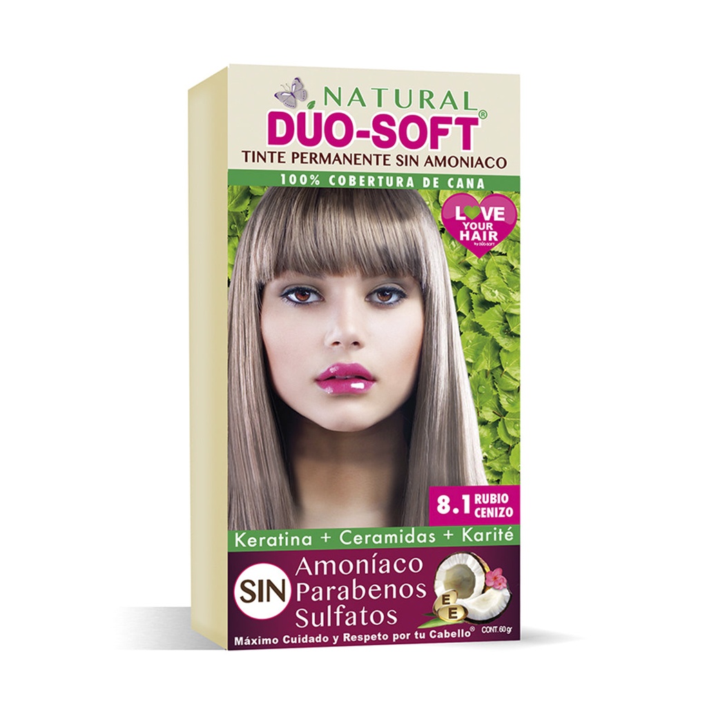 Tinte 8.1 rubio cenizo 60gr (natural duo soft)