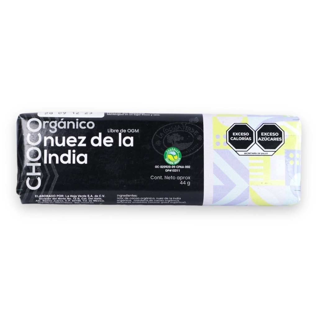 [0723707900014] Chocolate con nuez de la india 44g (La Cocina Verde)