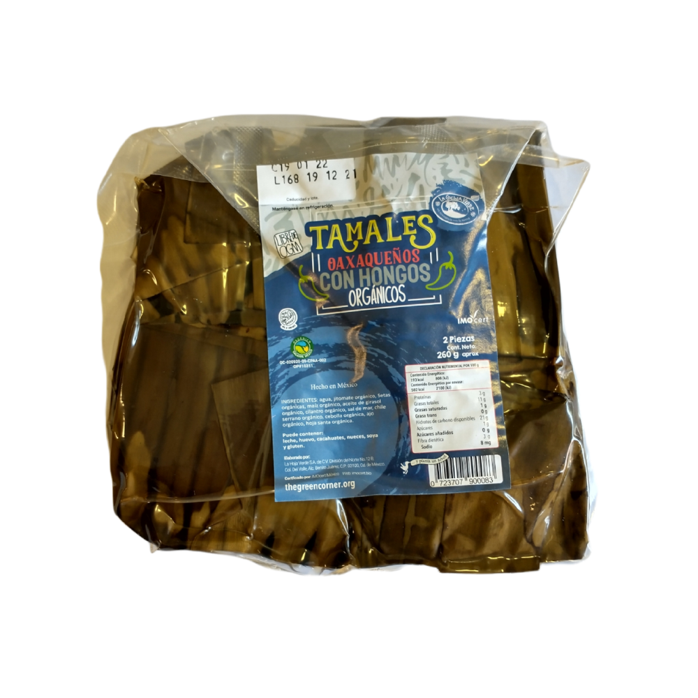 Tamales oaxaquenos con hongos 260 g 2 pz org (La Cocina Verd