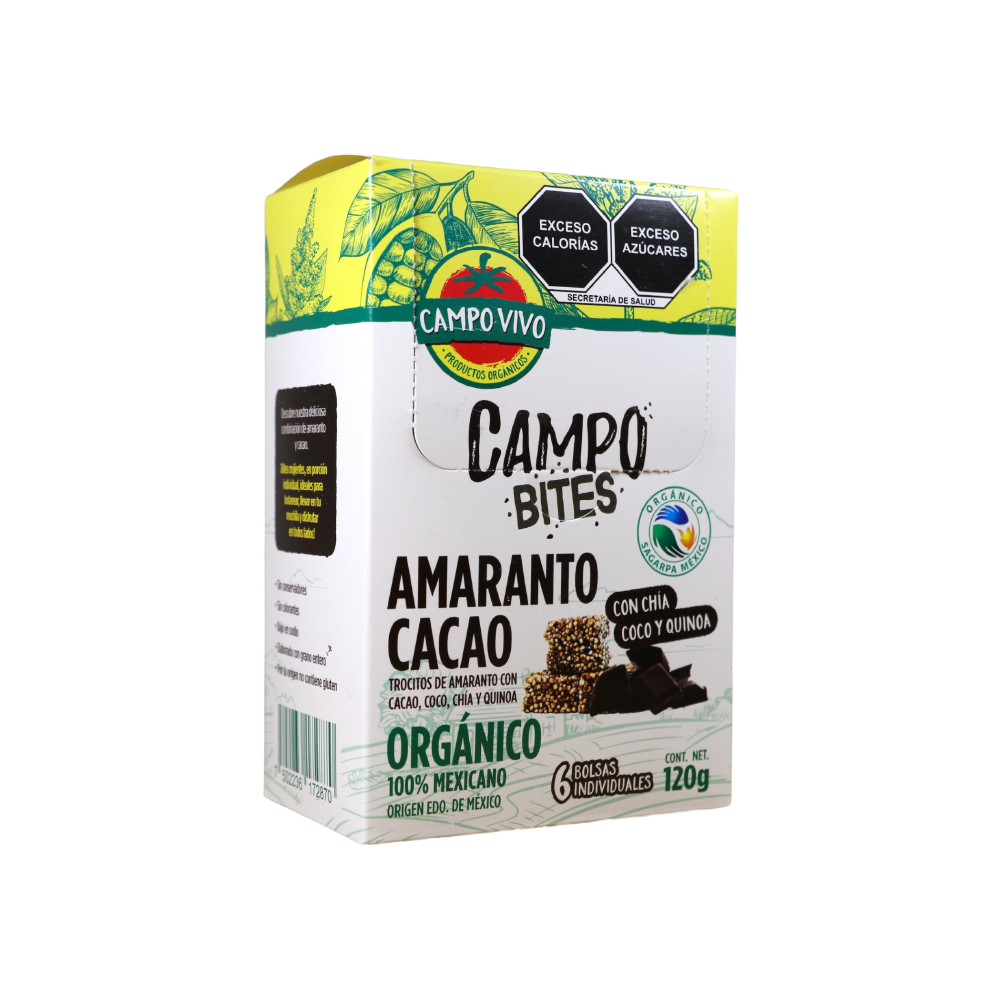 Bites amaranto con cacao 120 g (Campo Vivo)