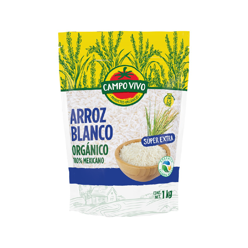 [7502236173327] Arroz Blanco Orgánico 1kg (Campo Vivo) 