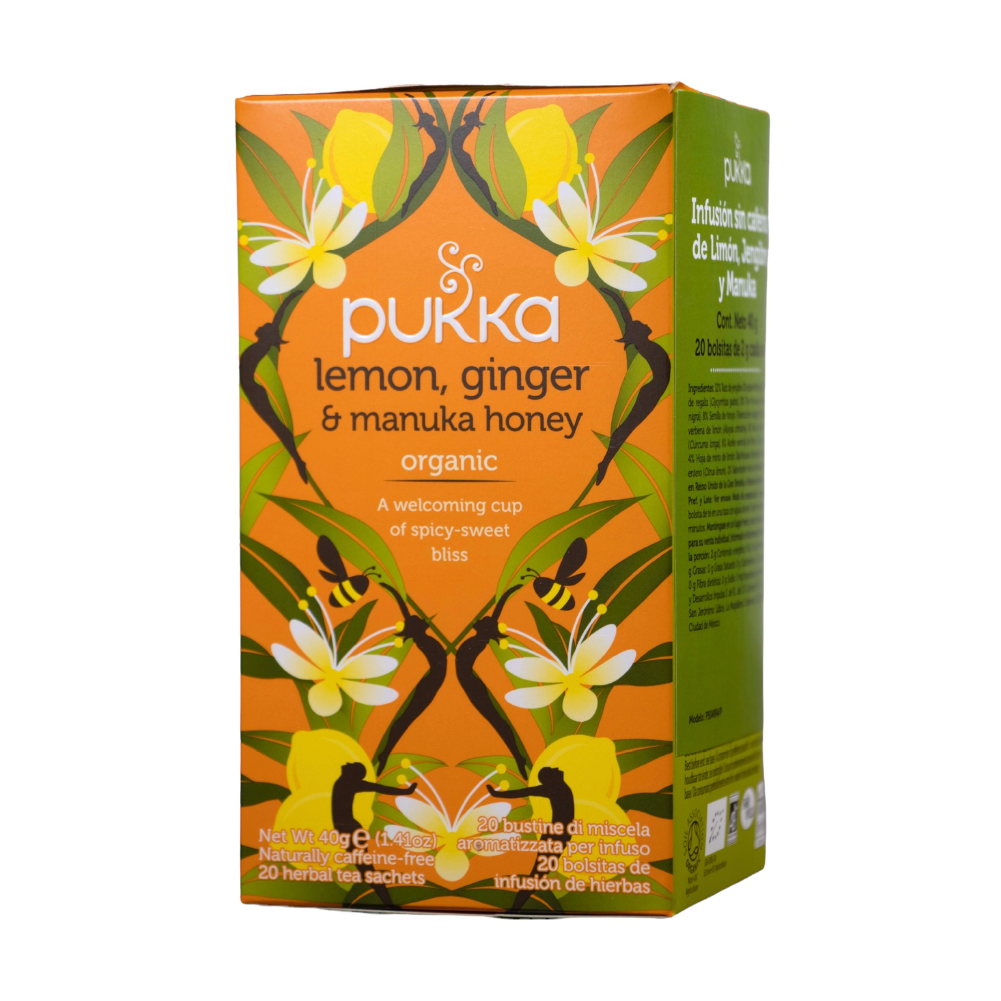 Té lemon, ginger & manuka honey org 20 bolsas 40g (Pukka)