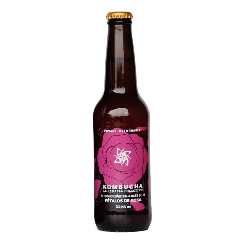Té Kombucha con Pétalos de Rosa 355ml La Semilla Colectivo
