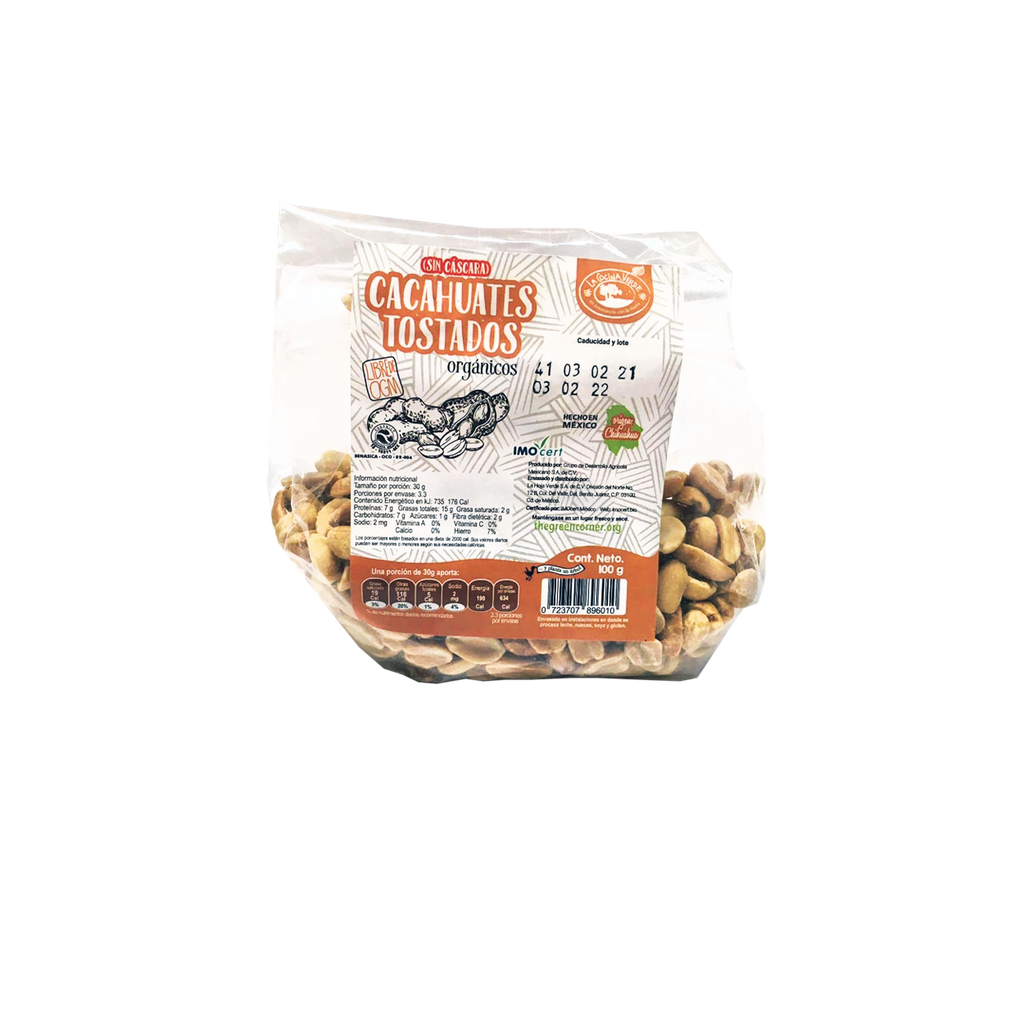 [0723707896010] Cacahuate Tostado Pelado 100 g (La Cocina Verde)