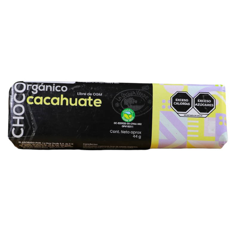 Chocolate con cacahuate Organico 44g (La Cocina Verde)