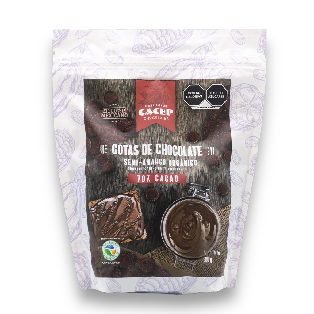 Gotas de Chocolate 70% Cacao Org. 500 G (Cacep)