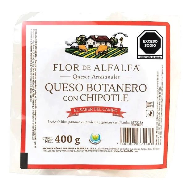 Queso Botanero Chipotle 400Gr (flor de alfalfa)