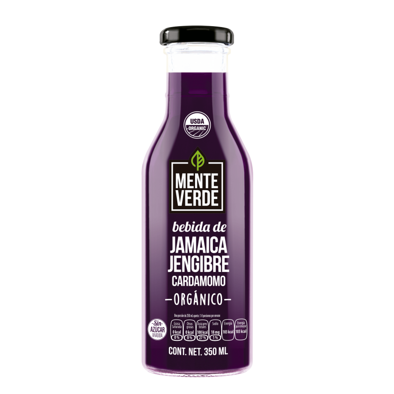 Bebida de Jamaica Jengibre Cardamomo 350Ml (Mente Verde)