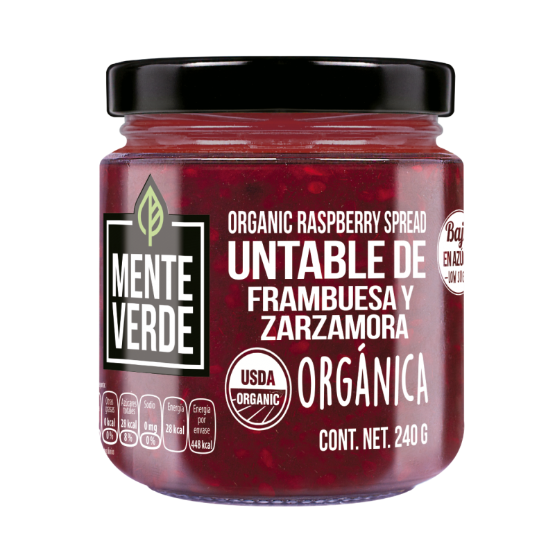 [7503013909436] Untable de Frambuesa Zarzamora 240 g Mente Verde