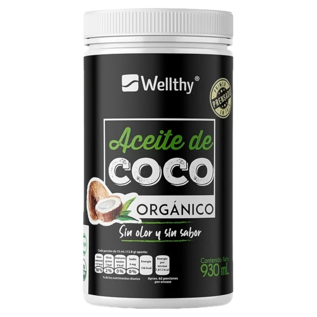 Aceite de coco sin olor 930 ml (Wellthy Organics)