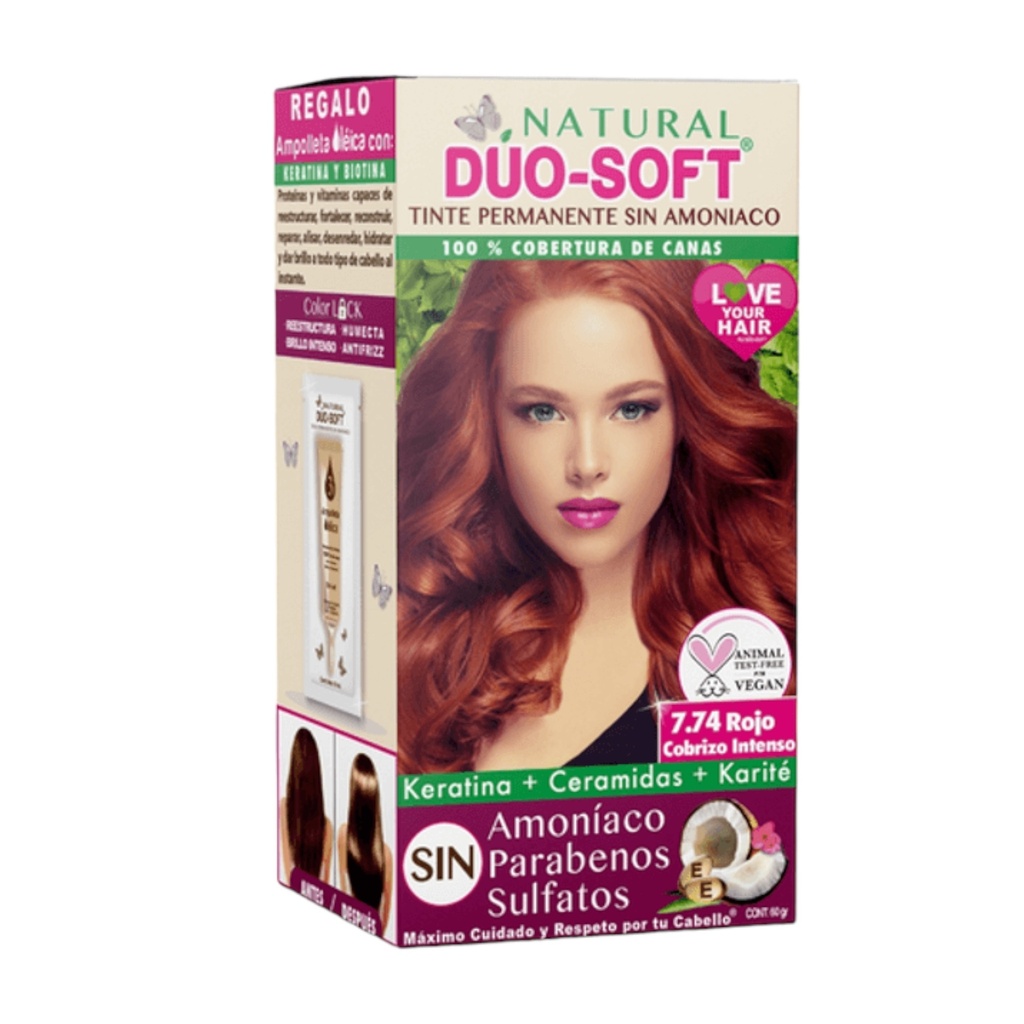 Tinte 7.74 Rojo Cobrizo Intenso 60g (natural duo soft)