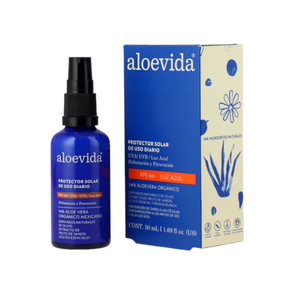Protector Solar uso Diario SPF 50 con Aloe Vera 50 ml (Aloe Vida)