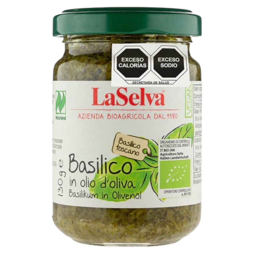 Albahaca en aceite de oliva Orgánico 130g (La selva)