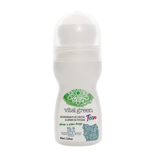 [7502293302272] Desodorante Cristal Teen Roll On 90ml (Vital Green)