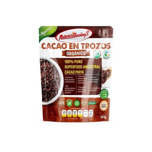[7502280880226] Nibs de Cacao Orgánico 300 g (Natures Blessings)