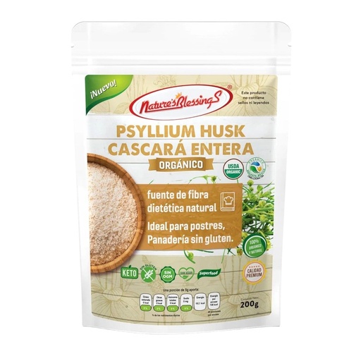 [7502280880776] Psyllium Husk Cascara entera 200gr (Natures Blessings)