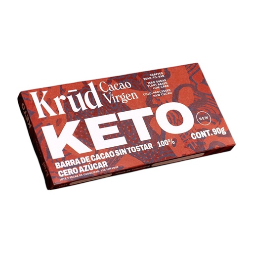 [7503028645176] Barra Keto de Cacao 100% 90g (Krud)