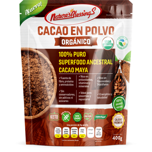Cacao en Polvo Org 350g (Natures Blessings) 