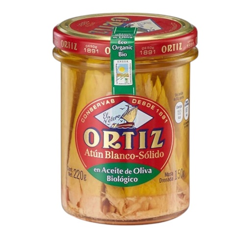 [8411320282977] Atún blanco en aceite de oliva Bio 220gr (Ortiz) 