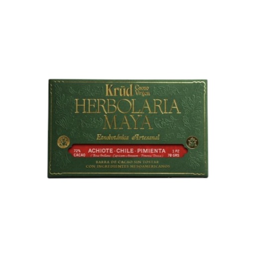 [7503028645275] Barra de cacao c/ chile, achiote y pimienta 70gr (Krud) 