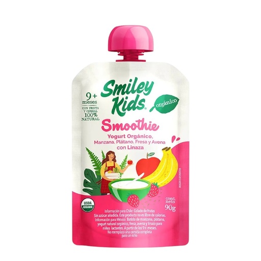[7804650970637] Smoothie Orgánico c/Yogurt, Avena y frutas 90gr (Smiley Kids)
