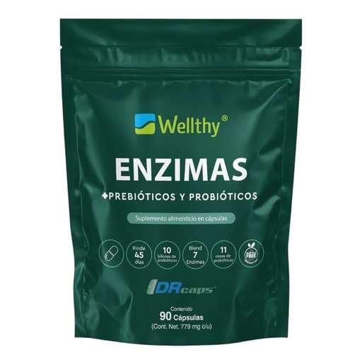 [7503054171410] Enzimas + Pre y Probióticos 90caps (Wellthy)
