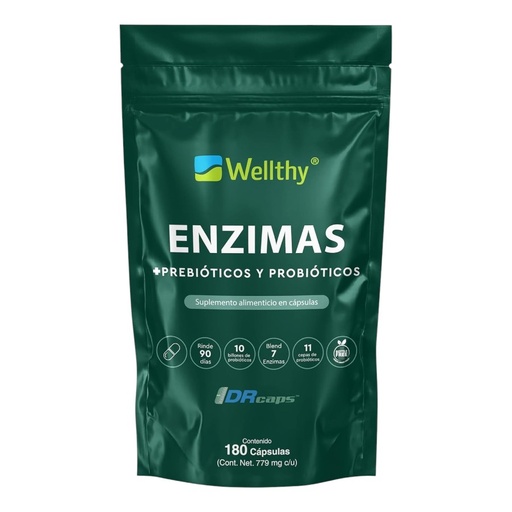 [7503054171441] Enzimas + Pre y Probióticos 180caps (Wellthy) 
