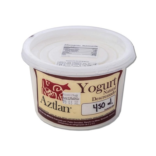 [44353] Yogurt Natural Descremado 450 ml (Aztlan)