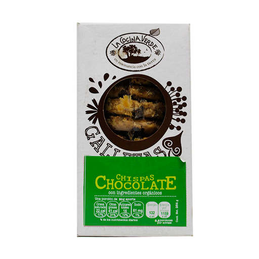 [723707896669] Galletas con chispas de chocolate 264 g org (La Cocina Verde)