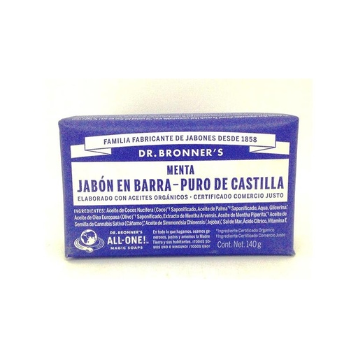 [018787506059] Jabon menta barra de castilla 140grs (Dr.Bronners)