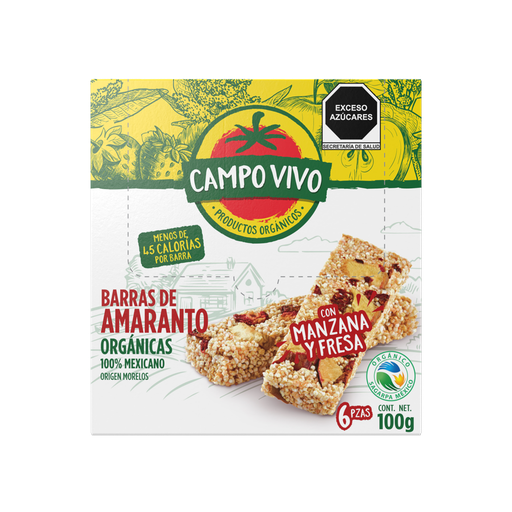 [7502236172634] Barra de amaranto con manzana y fresa (Campo vivo)