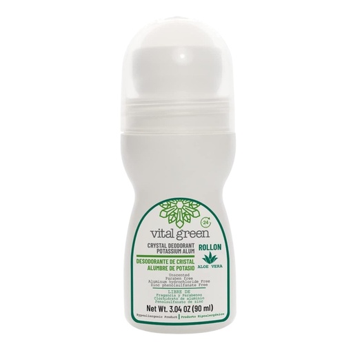 [7500326359637] Desodorante cristal roll on con aloe vera 90 ml (Vital Green)