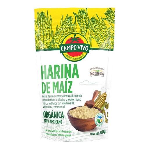 [7502236173211] Harina de maiz org 800 g (Campo Vivo)