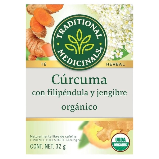 [032917002563] Te Org Curcuma Filipendula y Jengibre 32g (Traditional Medicinals)