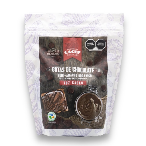 [674896001382] Gotas de Chocolate 70% Cacao Org. 500 G (Cacep)