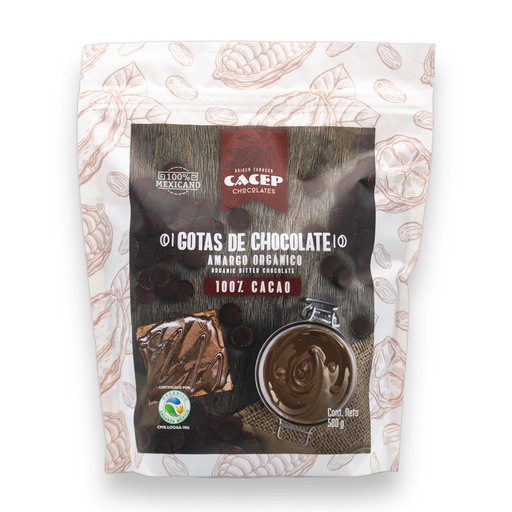 [674896001412] Gotas de Chocolate 100% Cacao Org. 500 G (Cacep)