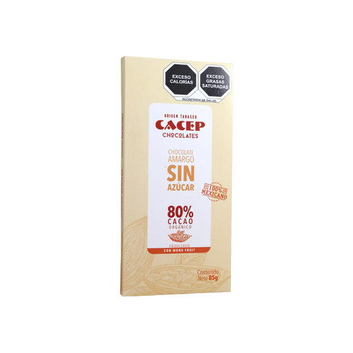 [674896004130] Barra de Chocolate 80% Cacao con Monk Fruit 85 G (Cacep)