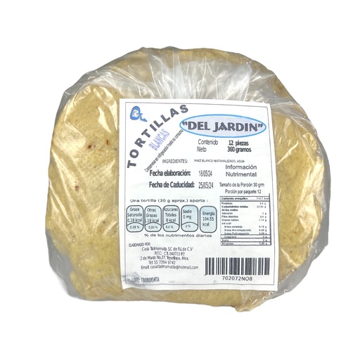 [702072NO8] Tortillas Blancas (Nepantla) 12 pz/360 g