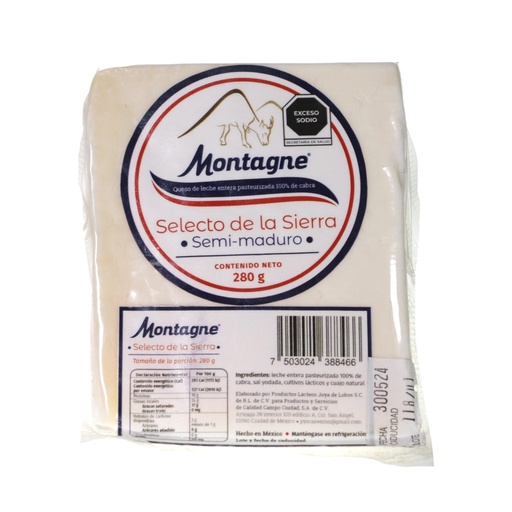 [7503024388466] Queso Selecto de la Sierra Semi Maduro 280 g (Montagne)